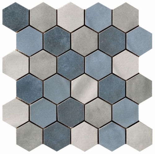 CIR MATERIA PRIMA MOSAICO ESAGONA MIX BLUE YETI GRUPPO WARSZAWA
