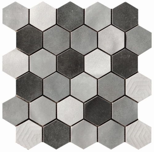 CIR MATERIA PRIMA MOSAICO ESAGONA MIX GREY YETI GRUPPO WARSZAWA