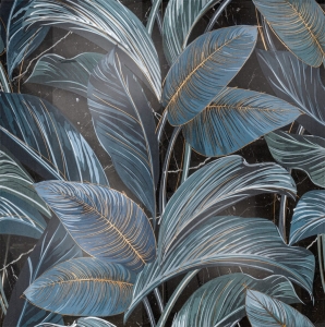 Cir Serenissima Showall Wall 06 Black Leaf RTT.  120x120 cm 1069819 Tapeta ceramiczna